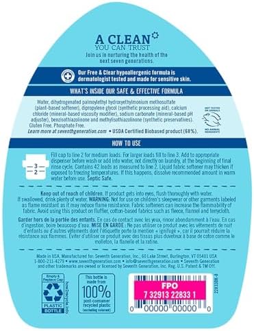 Seventh Generation Fabric Softener, 32 Fluid Ounce
