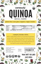 CEREAUSLY Organic White Quinoa – Premium Royal Quinoa from Bolivia – Kosher and Non-GMO Quinoa Bulk – Vegan and Gluten-Fee Cooking Quinoa – 10 LB