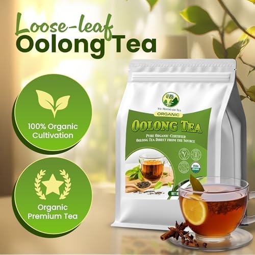 Wu Mountain Tea Organic Oolong Tea – 1 lb Loose Leaf – Premium Whole Black Chinese Tea Leaves – Smooth Aroma, Low Astringency, Naturally Energizing – Perfect for Hot & Iced