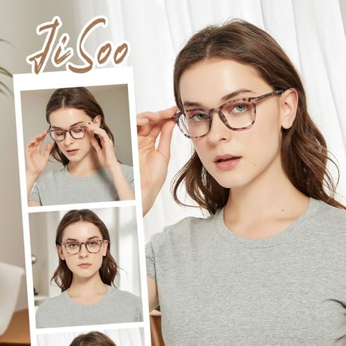 JiSoo Reading Glasses Women 1.25 Stylish Designer Readers 1.25, Womens Reading Glasses 1.25+ with Spring Hinge, Multicolor