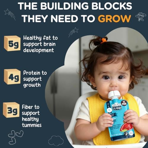 Li’l Hala Baby Food Meat Pouch Variety (12 ct)| Beef & Chicken Savory Baby Food Pouches with Protein & Organic Veggies, Toddler Snacks with Iron & Fiber| Stage 2 Toddler Food 6+ Months Puree Meal