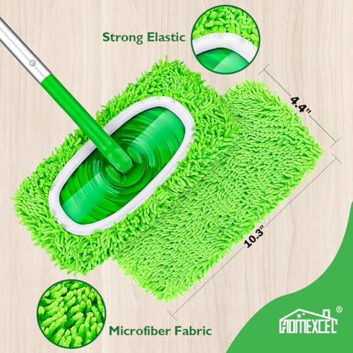 HOMEXCEL Reusable Microfiber Mop Pads,Mop Pads Replacements for Wet & Dry Use, Floor Cleaning Sweeping Mopping Pads Refills for Household Cleaning, Pack of 4
