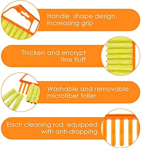 4 Pcs Window Venetian Blind Cleaner Duster Tool 7 Finger Blind Rush and Shutter Cleaner Brush Hand-held Window Shutter Air Conditioner Duster for Dirt(Orange, Blue, Red)