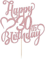 Rose gold Glitter Happy 30th Birthday Cake Topper - 30 Anniversary/Birthday - Hello 30, Cheers to 30 Years,30 & Fabulous Cake Topper Party Decoration