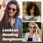 Reader Sunglasses Women, Small Round Prescription Reading Sunglasses with Readers with Spring Hinge
