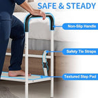 Bed Step Stool for Adults, Bedside Steps for Elderly Seniors with Non-Slip Handle & LED Light, Stable Assist Rail for High Beds