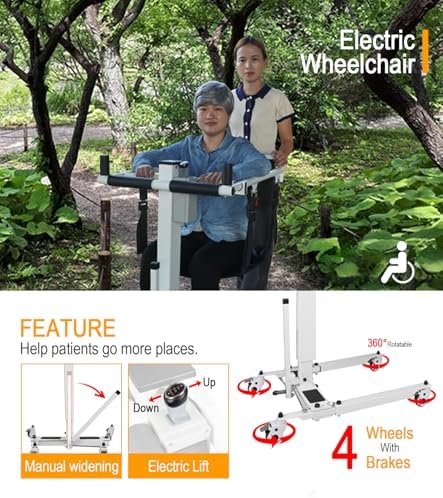 Patient Lift Transfer Chair - Electric Assist Lift Aid for Home Care Use - Portable Folding for Car - Transport Wheelchair for Seniors, Adults & Disabled