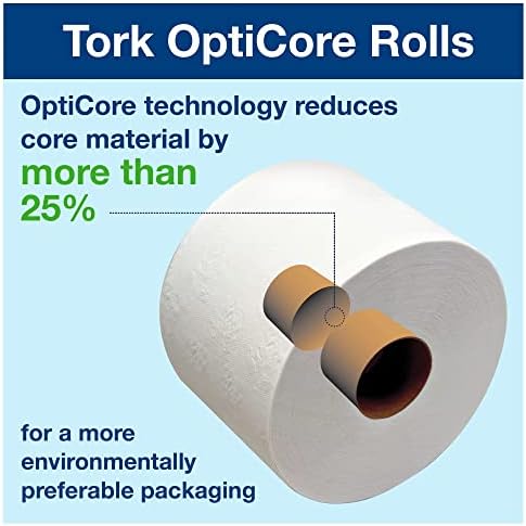 Tork 112990 Universal Bath Tissue Roll with OptiCore, 1-Ply, 3.75" Width x 4.0" Length, White (Case of 36 Rolls, 1755 Sheets per Roll, 63,180 Sheets per Case)