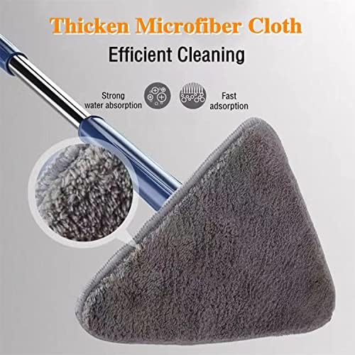 2023 New 360° Rotatable Adjustable Cleaning Mop with 2 Mop Replacement Heads, Triangle Cleaning Mops for Walls and Ceilings, Microfiber Ecloth Wet and Dry for Bathroom Floor Wall Bed Bottom (Blue)