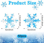 50 PCS Edible Snowflake Cake Cupcake Toppers christmas cake Party decorating Wafer Paper Snowflake Cupcake Decorations for Christmas Winter Frozen Theme Baby Shower Birthday Party Decor Supplies