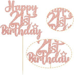Gyufise 1Pc Happy 21st Birthday Cake Topper Glitter 21 & Fabulous Cheers to 21 Years Old Birthday Cake Pick for Celebrating 21st Birthday Anniversary Party Cake Decorations Rose Gold