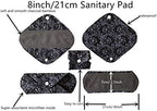 MUMBABY 3pcs Set 1pc Mini Wet Bag +1pcs 8inch Pantyliner +1pcs 10 Inch Regular Charcoal Bamboo Mama Cloth/Menstrual Pads/Reusable Sanitary Pads (Black Lace)