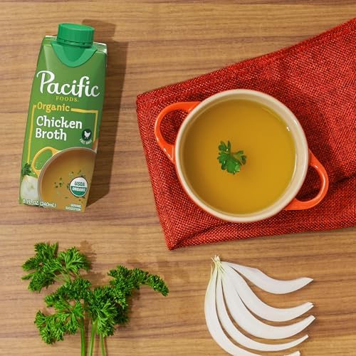 Pacific Foods Organic Free-Range Chicken Broth, 8 oz Carton (4 Pack)