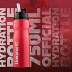 Liverpool FC Metal Water Bottle - Red 750ml with Straw