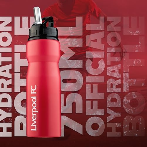 Liverpool FC Metal Water Bottle - Red 750ml with Straw