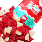 Sugar Dusted Sweet Cherry Candy Hearts - Red and White Jelly Hearts - Cherry and Strawberry Banana Fun Shape Vibrant Gummy Valentine Heart Candy, Valentines Day Candies - Shaped Heart Gummies (1 Pound)