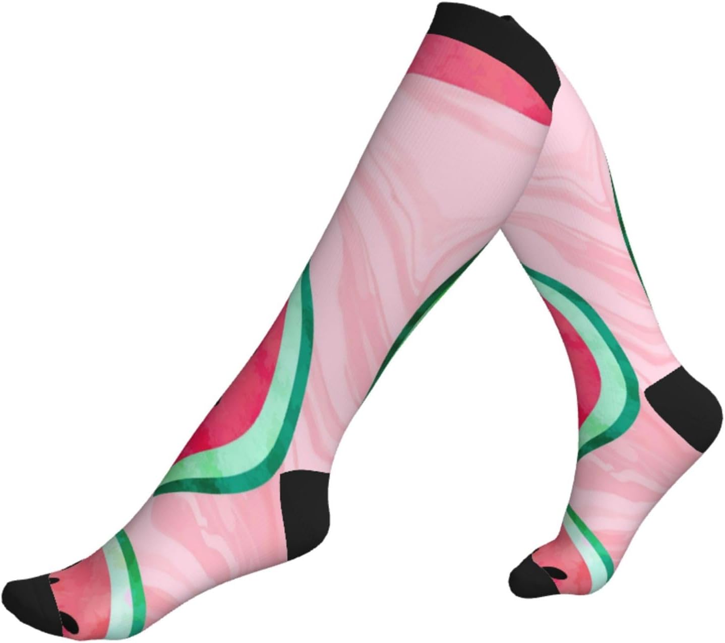 Watercolor Watermelon Fruit Men'S And Women'S Compression Socks - Suitable For Running And Travel - Breathable Calf Support Socks