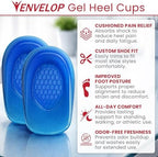 Vive Envelop Gel Heel Cups - Heel Cushion for Women, Men, Bone Spur, Plantar Fasciitis Support - Shoe Inserts Provide Foot Pain Relief for Achilles, Feet Arch, Kids - Shock Absorbing Protector Pad