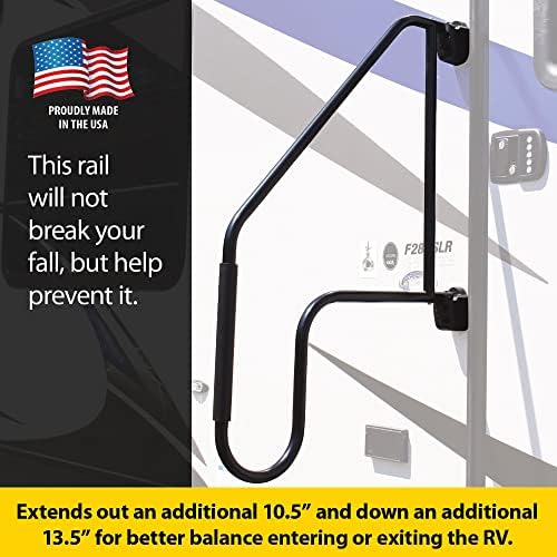 Stromberg Carlson AM-533 Lend-A-Hand Extended Assist Rail - RV Handrail, RV Handle Grab Bar by Door, Camper Hand Rail, RV Step Handrail, Trailer Door Handle, Grab Handle, 37" Overall Drop, Black