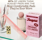 August Organic Panty Liners for Women and Anyone Who Menstruates, Made with Organic Cotton, 38 Daily Liners for Women, Toxin & Fragrance Free, Hypoallergenic Cotton