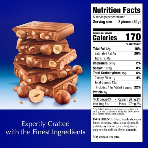 Lindt CLASSIC RECIPE Whole Hazelnut Milk Chocolate Candy Bar, Milk Chocolate Candy, 5.3 oz.