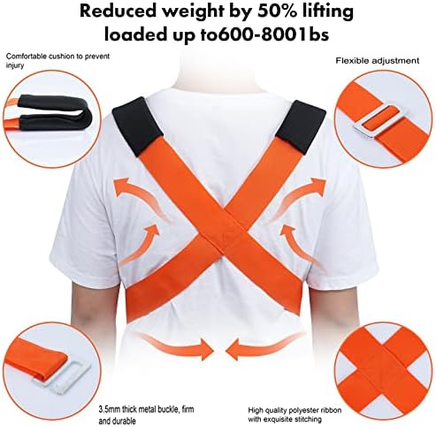 Moving Straps Lifting（Padded） one Person 2-Person Lifting and Moving System Appliance,for Harness Moving Mattress Couch Furniture Heavy Things,Suitable Professional Moving Body Strap Wrist Strap