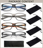 Blue Light Blocking Reading Glasses for Men 4-Pack Stylish Computer Readers with Spring Hinges,Anti Glare/Eye Strain Filter UV Ray Lightweight Reader Eyeglasses,+1.75 Magnification Strength