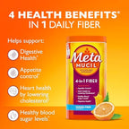 Metamucil 4-in-1 Psyllium Husk GLP-1 Friendly Fiber Supplement, Sugar-Free, 72 teaspoons, Orange Flavored, Daily Fiber Powder for Digestive Health, made with Plant-Based Psyllium Husk Fiber
