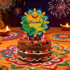 KYMY Happy Diwali Cake & Cupcake Toppers Set, 1PC Diyas Cake Topper & 12PCS Deepavali Rangoli Cupcake Picks, India Festival of Lights Birthday Table Decorations for Hindu Diwali Themed Party Supplies