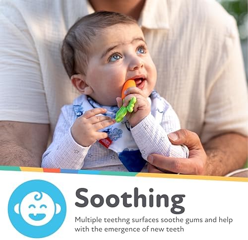 Nuby NanaNubs Banana Massaging Toothbrush and Carrot Teether - (2 Pack) Baby Teething Toys for 3+ Months