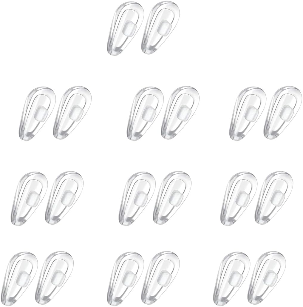 Eyeglass Push in Nose Pads,10 Pairs Glasses Replacement Air Cushion Nose Pieces,Anti Slip Soft Silicone Air Chamber Nosepads for Eyeglasses, Sunglass