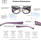100 CLASSIC 3-Pack Oversized Cat Eye Blue Light/Anti-Glare Reading Glasses for Women Spring Hinges Floral Readers Ladies