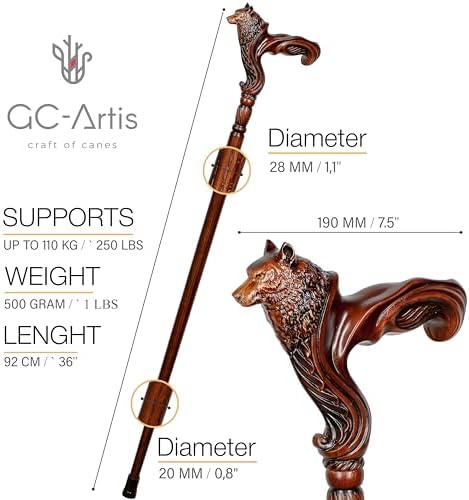 Luxury Handmade Wooden Walking Cane – Premium Carved Solid Wood, Ergonomic Comfort Grip, Designer Canes for Men & Women, Elegant Fashionable Walking Stick 36