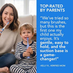Kids Toothbrush for Children, 100% Silicone with Tongue Cleaner, Gentle on Gums, Easy-Grip Handle (Blue)