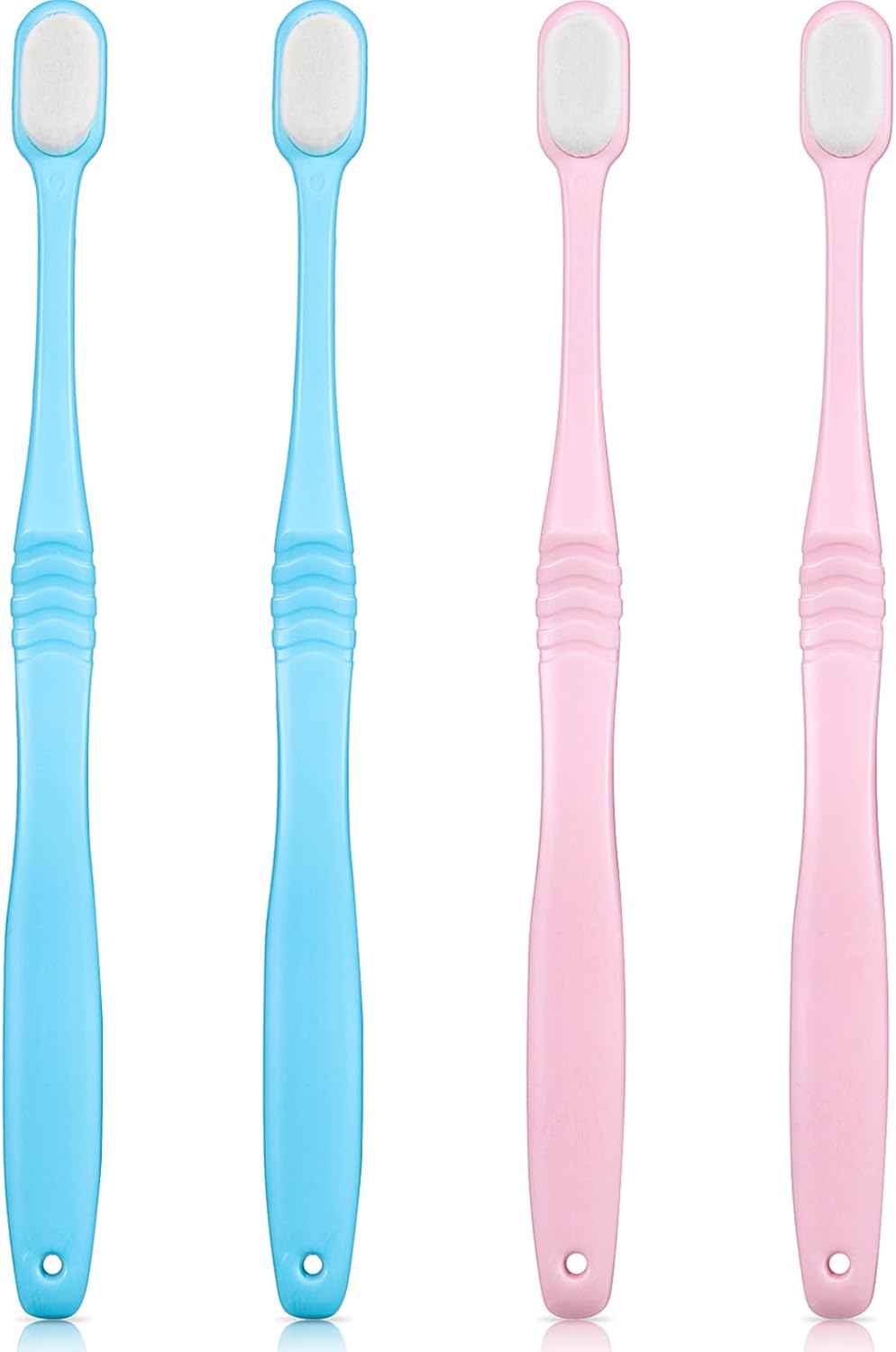 Boao 4 Pieces Extra Soft Toothbrushes Micro Nano Manual Toothbrush for Sensitive Tooth with 20,000 Extra Soft Bristles for Fragile Tooth Adult(Blue, Pink)