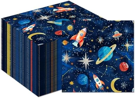 40Pcs Outer Space Party Napkins Solar System Galaxy Paper Napkins Planet Theme Party Napkins Astronaut Dinner Paper Napkin Rocket Ship Disposable Partys Napkin Solar System Napkin Party Decorations