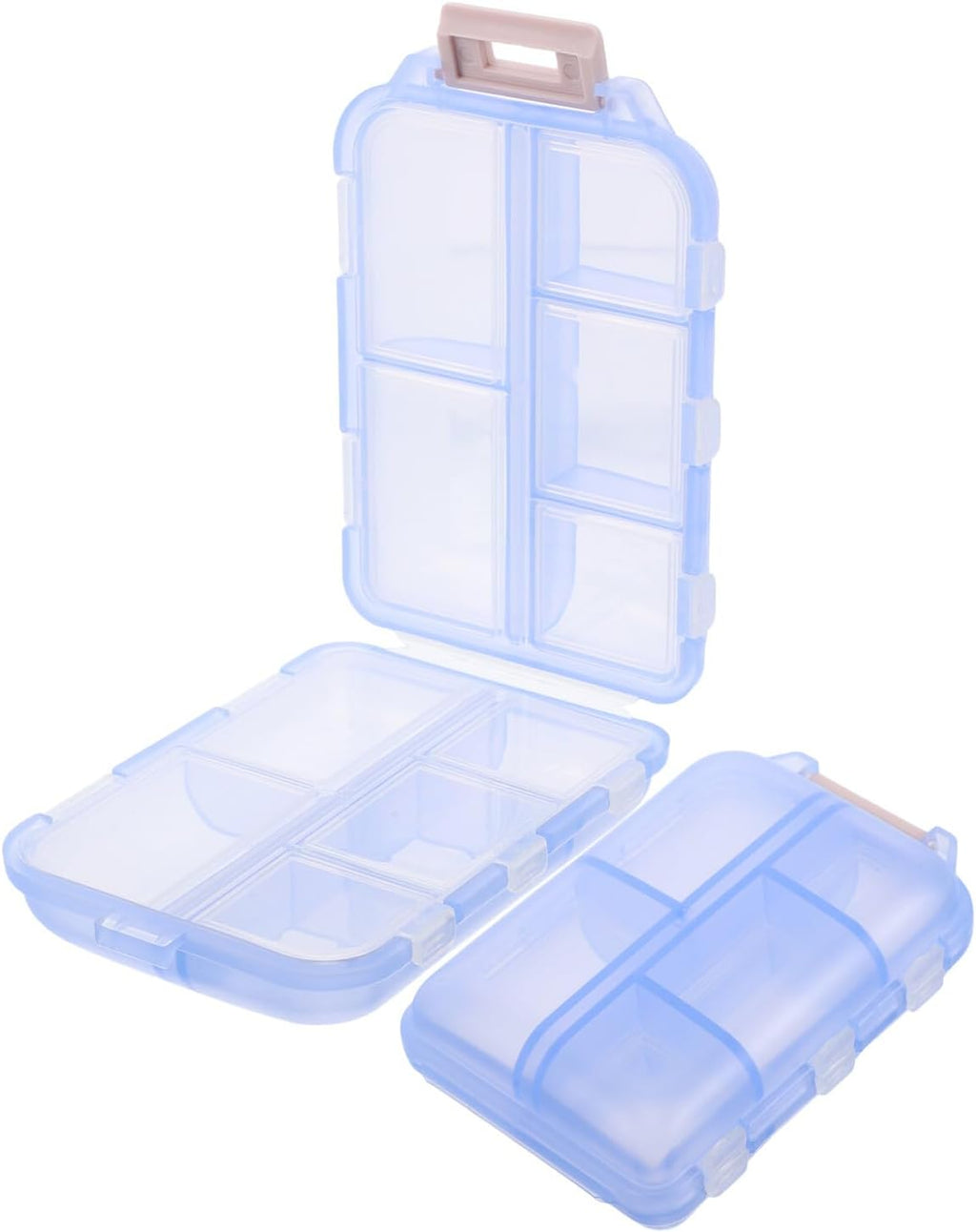 2pcs Portable Pill Organizer Small Travel Medicine Case with 2-Layer Compartments, Sealed Daily Box and Medication Storage