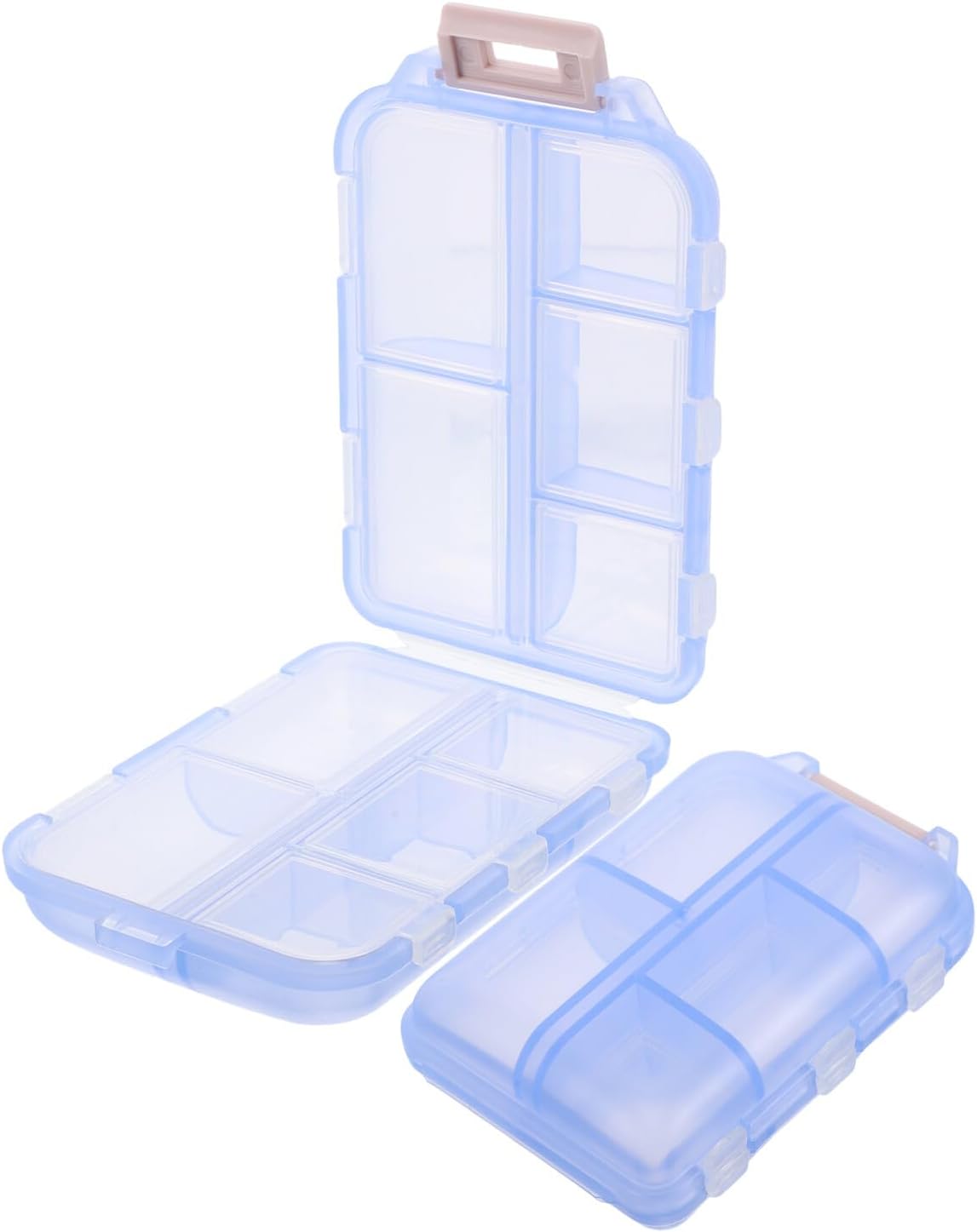 2pcs Portable Pill Organizer Small Travel Medicine Case with 2-Layer Compartments, Sealed Daily Box and Medication Storage