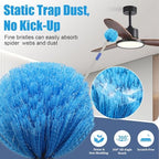 Cobweb Duster with Extension Pole - 8 FT Lightweight Stainless Steel Extendable Duster Ceiling Fan Duster for High Ceilings, Medium Stiff PET Bristle Spider Web Brush for Indoor/Outdoor Cleaning