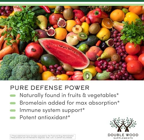 Quercetin with Bromelain - 120 Count (1,200mg Servings) Immune Health Capsules - Supports Healthy Immune Functions in Men and Women (Vegan Safe, Third Party Tested, Gluten Free) by Double Wood