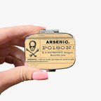 1pc Square Pill Box, Mini 2 Compartment Medicine Pill Organizer, Household Portable Medicine Storage Box, Vitamins Fish Oil for Pockets Purses Travel Unique Gift (Arseic Potion)