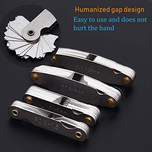 5Pcs Stainless Steel Radius Gauge, Portable Concave Convex External Internal Arc Measuring Tool Radius Fillet Gauge Set R0.3-1.5mm/ R1-6.5mm/ R7-14.5mm/ R15-25mm/ R25-50mm