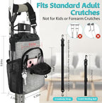 Crutch Accessories Bag Pouch with Detachable Shoulder Strap, Water-Resistant Dual-Purpose Zipper Pouch for Crutches, Lightweight Crutches Pouch Storage Tote for Adults Men, Women