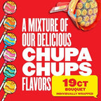 Chupa Chups Flower Lollipop Bouquet, Assorted Fruity Flavors, Easter Candy, Easter Basket Essentials Stuffers for Kids and Adults, Fun Individually Wrapped, 19 Lollipops