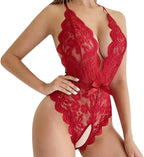 DITSONEO Women's Underwear Pajamas Backless Sexy Lace V-neck Jumpsuit One-piece Swimsuit Doll Nightgown