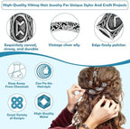 247Pcs Viking Hair Accessories Norse Runes Tube Beads Metal Cuffs Clips Rings, Dreadlock Beads Braids Locs Hair Jewelry Set for Women Men Beard Decoration Bracelets Necklace DIY Silver