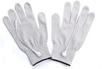 Pair of Silver Conductive Massage Gloves With Adapter Lead wires For Tens/Ems Machine