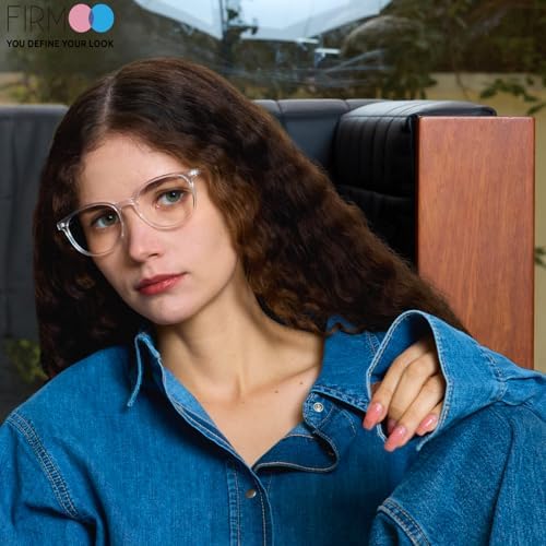 Firmoo Classic Square Blue light Blocking Computer/TV Reading Glasses,Glare Free Readers,Lightweight Plastic Frame Unisex Women/Men(Clear Frame)