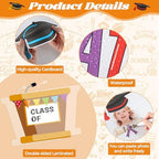 gisgfim Graduation Bulletin Board Decorations Set Congratulations Grad Paper Cutouts Graduation Cap DIY Photo Crafts Bulletin Board Decor for Class of 2026 School Classroom Blackboard Chalkboard Wall