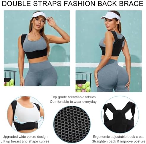 URSEXYLY Posture Corrector for Women and Men Adjustable Upper Back Brace Breathable Spine Support-Neck, Shoulder, Clavicle, Back Relief(M/L,Black)